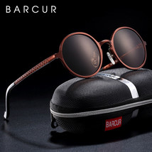 BARCUR Hot Black Goggle Male Round Sunglasses Luxury Brand Men Glasses Retro - £22.58 GBP