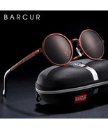 BARCUR Hot Black Goggle Male Round Sunglasses Luxury Brand Men Glasses R... - £21.87 GBP
