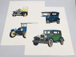 Four (4) Vintage Dick Timm Antique Car Prints 14&quot; x 11&quot; Chevrolet Friends Mag - £24.51 GBP
