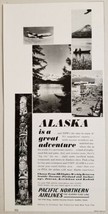 1964 Print Ad Alaska Totem Pole, Travel Pacific Northern Airlines Jet - $11.68