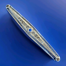 Vintage Art Deco Sterling Silver 925 Diamond Paste Large 2.5" Inch Pin Brooch - $242.25