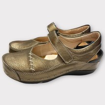 WOLKY gold metallic leather Mary Jane clogs size 36 - $43.54