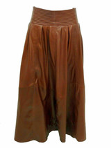Female Ladies Woman Soft Brown Sheep Leather Skirt A-line Knee length Ribbed - £85.05 GBP