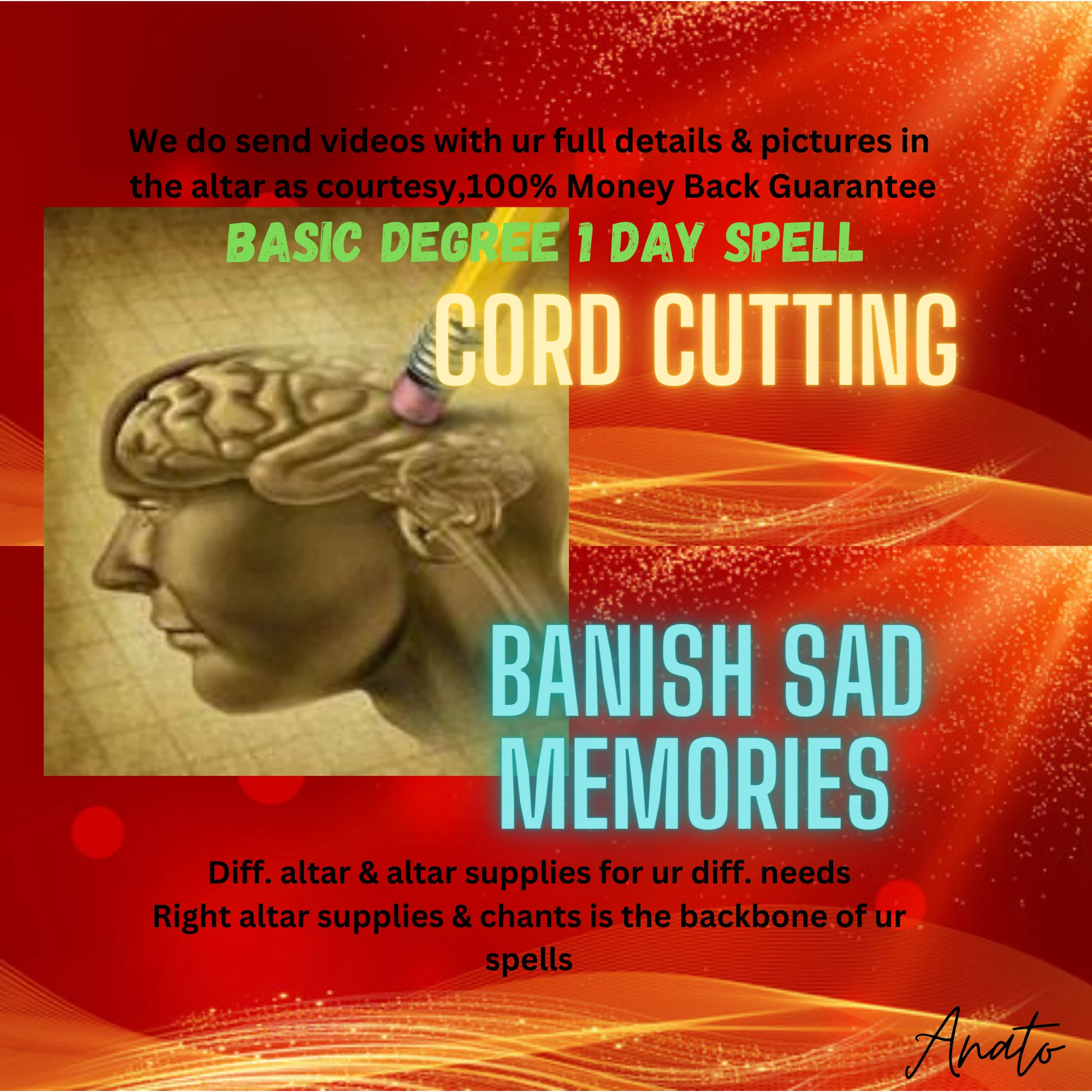 Banish Sad Forget about them, Erase Them From Memory, Cord Cutting Spell - £82.26 GBP