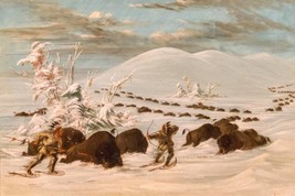 George Catlin Winter Sport of Hunting Buffalo as Giclee Art Print + Ships Free - £31.27 GBP+