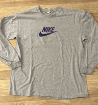 Nike Shirt Men XL Vintage Gray Long Sleeve Vinyl Logo Y2K No Finish Line - £23.12 GBP
