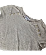 Liz Claiborne Women&#39;s Striped Top Size Medium Cream White Striped Button... - $13.17