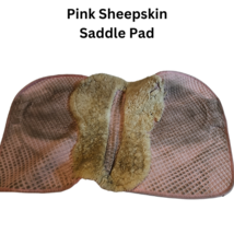 Pink All Purpose Saddle Pad Sheepskin Half Lined Underside USED image 6