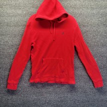 Polo Ralph Lauren Men&#39;s Red Solid Cotton Waffle Knit Thermal Pullover Hoodie M - £42.50 GBP