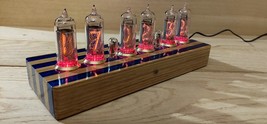 Nixie tube clock In-14 tube with Oak case and Blue River Epoxy - £220.11 GBP