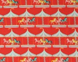 Cotton Petite Circus Carousel Kids Red Fabric Print by Yard D675.48 - £12.73 GBP