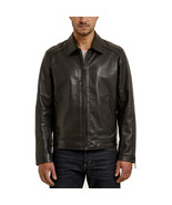 Classic Black Genuine Leather Jacket with Plain Lining - $279.00