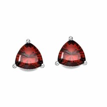 1 CT Simulated Trillion Cut Garnet Solitaire Stud Earrings 14K White Gold Plated - £29.40 GBP