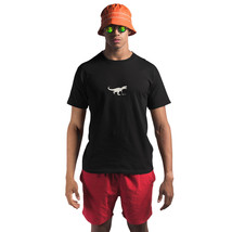 T Rex Playing Hockey Silhouette Men Crew Neck Short Sleeve T-Shirts Graphic Tees - £11.68 GBP