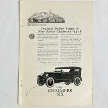 Vintage 1922 Chalmers Motor Car Company Print Ad The Chalmers Six Detroi... - $6.62