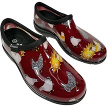 Sloggers women&#39;s Chicken Barn Red Rain &amp; Garden Slip-on Shoes size 8 - $481.47 MXN