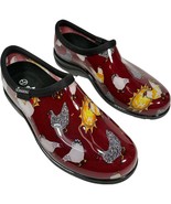 Sloggers women&#39;s Chicken Barn Red Rain &amp; Garden Slip-on Shoes size 8 - $481.47 MXN