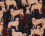 Cotton Dogs Breeds Labrador Retriever Puppies Fabric Print by the Yard D... - £10.34 GBP
