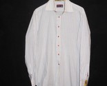 Niformis Italy Long Sleeve Shirt White Blue Brown Stripe Button Front Me... - $24.70