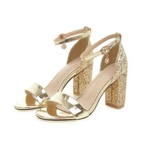 Fanyuan mature bride Wedding Glitter Sandals Summer High-Heeled Ankle strap Sand - £49.52 GBP
