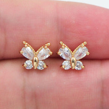 1Ct Pear Cut Cubic Zirconia Womens Butterfly Stud Earrings14K Yellow Gold Plated - £98.11 GBP