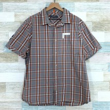 Cavi Plaid Button Front Shirt Gray Orange Short Sleeve Applique Mens XXL... - $19.79