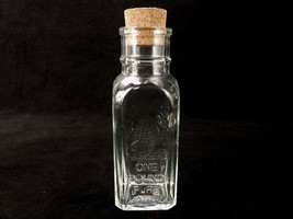 1LB/12oz Pure Honey Glass Bottle w/Cork Seal, 2.5&quot; Square, Embossed Beeh... - £11.28 GBP