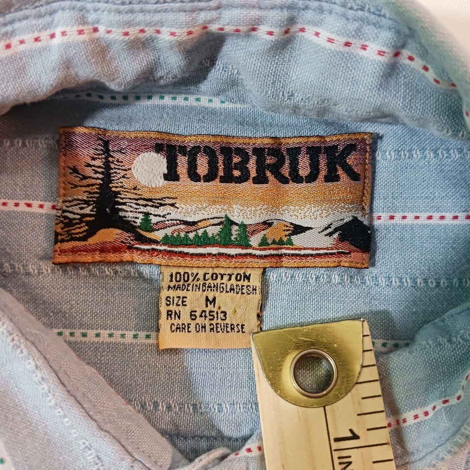 Vintage TOBRUK RN#64513 Men's Gray Cotton Stripes Button Up Shirt Long Sleeve M Item image 3