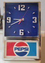 Vintage Impact International Pepsi Wall Clock Sign Advertisement 1970s 18&quot; x 12&quot; - £126.37 GBP