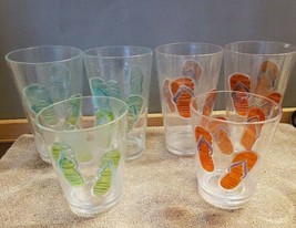 6 Acrylic Glasses Tumblers Flip Flop Beach Nautical Ocean ~ some Damaged... - £17.90 GBP