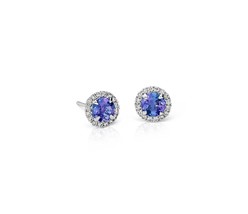 Blue Sapphire Earring 14K White Gold Earring , Sapphire Stud Earrings, Sapphire  - £700.89 GBP