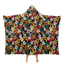 Mondxflaur Jungle Flowers Hooded Throw Blanket for Living Room Office Warm - £17.57 GBP+