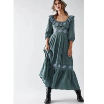 New Free People Lovers Lane Floral Emboridered Maxi Dress $168  X-SMALL Pine - $79.20