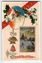 Santa Claus Joyful Christmas Postcard John Winsch 1912 Embossed Antique Vintage - $26.10