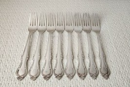 AXEL PRIP Copenhagen Denmark Silver Plate Dinner Forks (8) Scroll Edge Plume Tip - £39.19 GBP