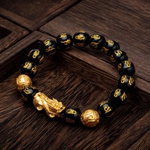 Pure copper Pixiu Feng Shui Gift Obsidian Bracelet for man and women Wealth Brac - £27.42 GBP