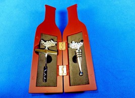 Bottle Stopper &amp; Manual Corkscrew, Gift Set w/Wooden Bottle-Shaped Box, #SL3047 - £7.84 GBP