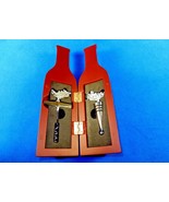 Bottle Stopper &amp; Manual Corkscrew, Gift Set w/Wooden Bottle-Shaped Box, ... - $13.22 CAD