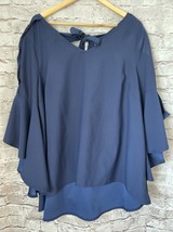 LANE BRYANT Navy Blue Bell Sleeve Blouse Sz 14/16 - $259.27 MXN