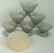 Tupperware Lot of 6 Smokey Gray Parfait Dessert Cups with Lids - £15.32 GBP