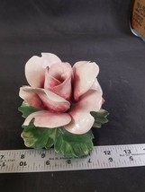 Capodimonte Italy Porcelian Rose Flower Figurine Pink Color - £14.14 GBP