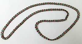 Vintage Red &amp; Green Glass Tube Bead Necklace (Delicate Strand) Approx 32&quot; - $15.00