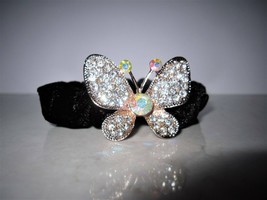 Butterfly shaped hair tie pony tail holder scrunchie with crystals - £7.13 GBP