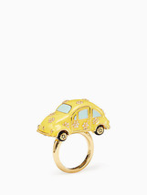Kate Spade Gold Taxi Yellow Cab Ring 6 Cocktail Crystals Statement Novelty - $89.09