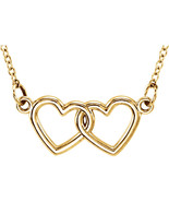 14K Gold Double Heart Necklace in Choice of Rose, White or Yellow Gold - $535.15 CAD