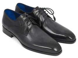 Paul Parkman Mens Shoes Derby Black Medallion Toe Antique Burnished 6584-BLK - $399.99