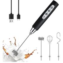 Ergonomic Handheld Milk Frother Wand: 3 Detachable Heads &amp; Rechargeable ... - $48.46