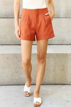 And The Why Every Little Thing Full Size Pleated High Waisted Shorts in Ochre - £46.08 GBP