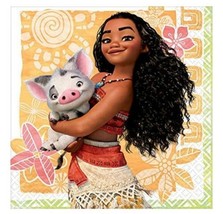 16 Disney Moana Birthday Party Tableware 5&quot; Paper Beverage Napkins - £5.59 GBP