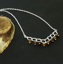 Collar hecho a mano de piedras preciosas naturales ojo de tigre joyería de... - £5.26 GBP